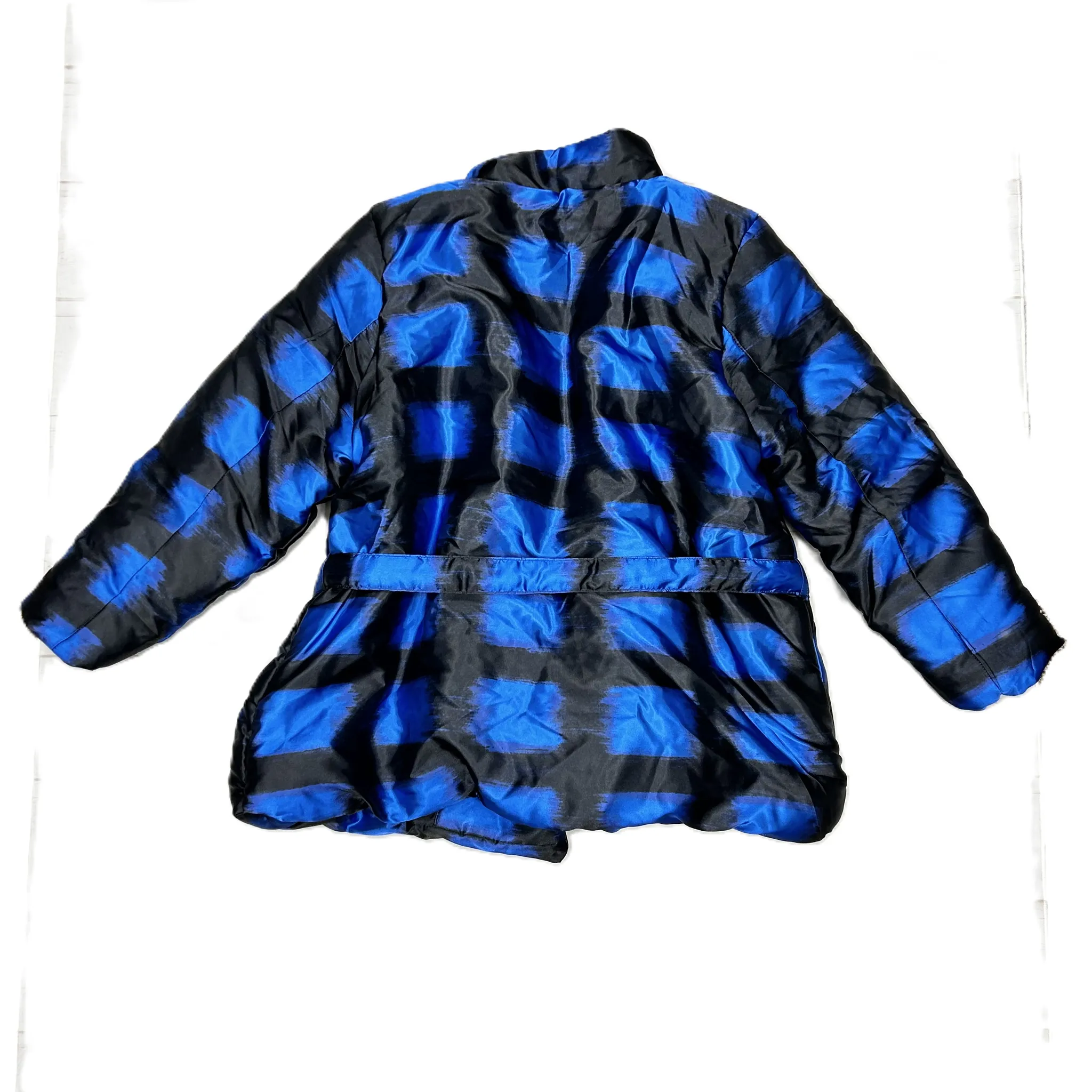 Coat Puffer & Quilted By Iman Hsn In Black & Blue, Size: 2x