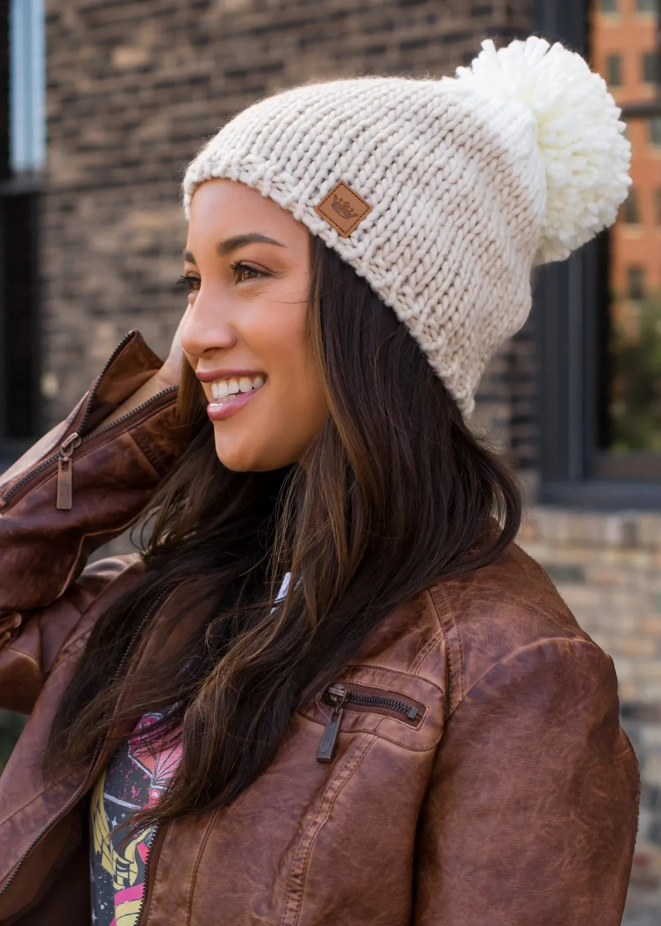 Colorblock Knit Pom Hat