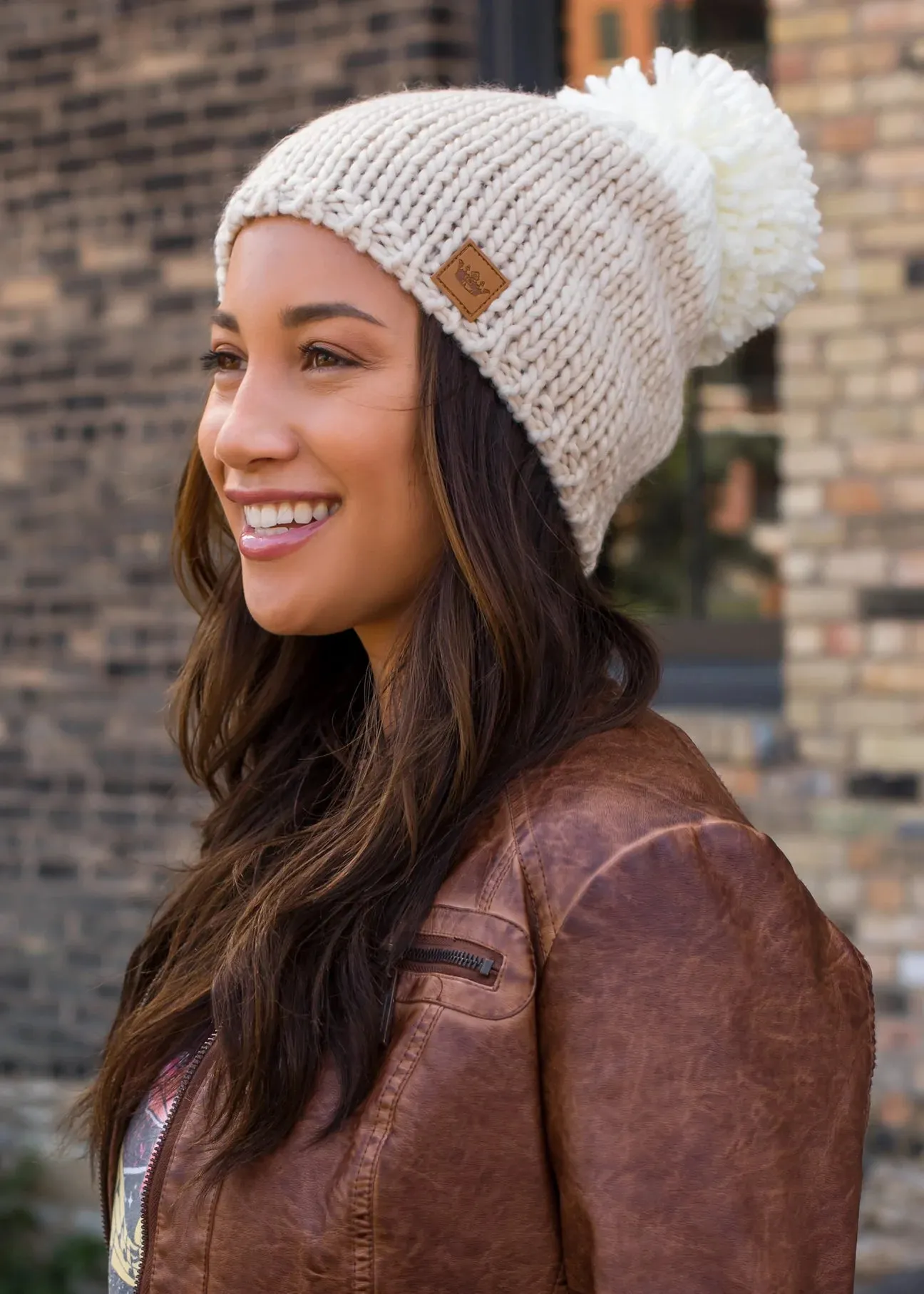 Colorblock Knit Pom Hat