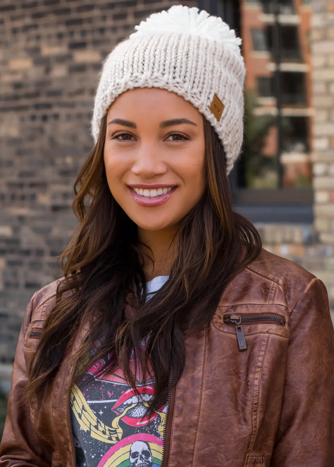 Colorblock Knit Pom Hat