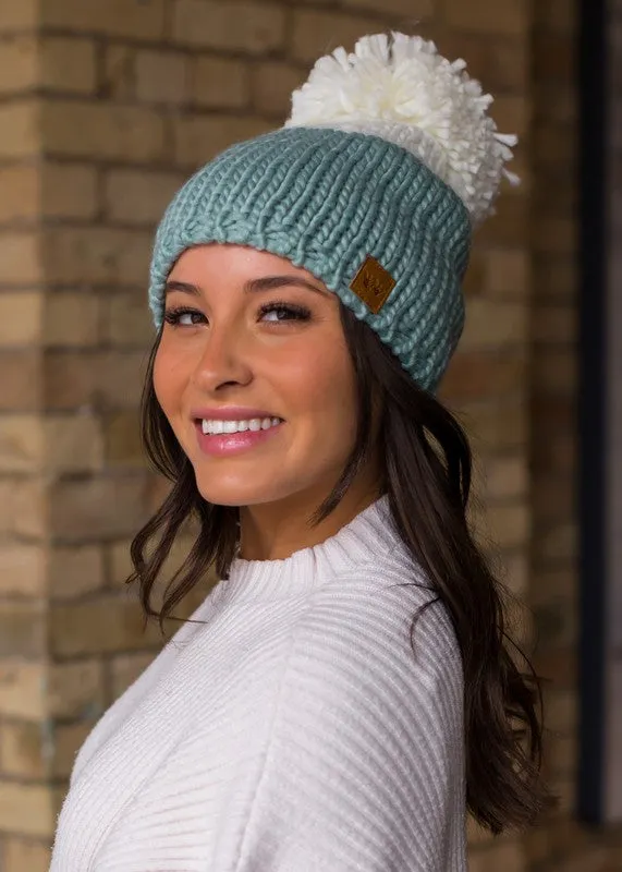 Colorblock Knit Pom Hat