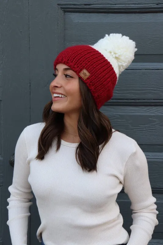 Colorblock Knit Pom Hat