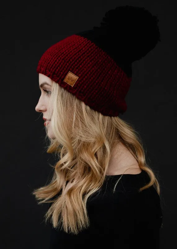 Colorblock Knit Pom Hat