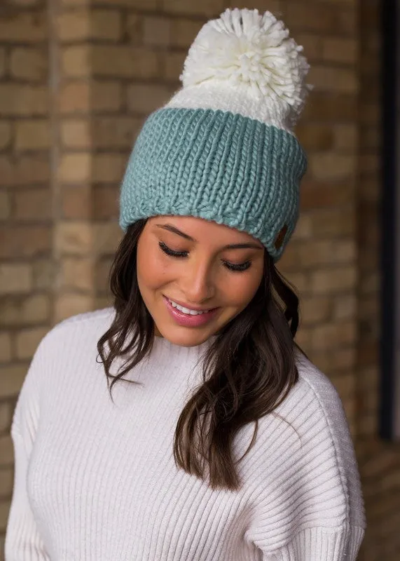 Colorblock Knit Pom Hat