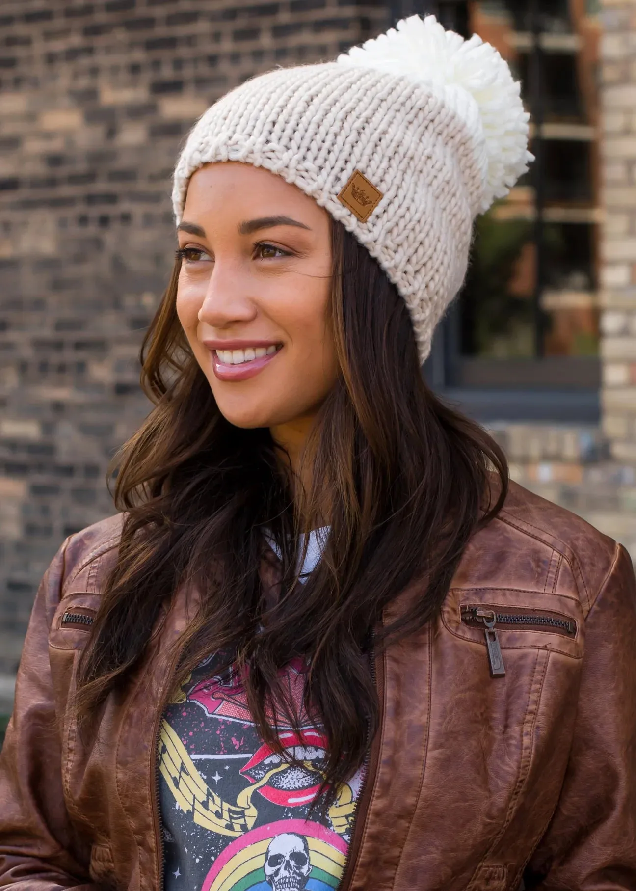 Colorblock Knit Pom Hat