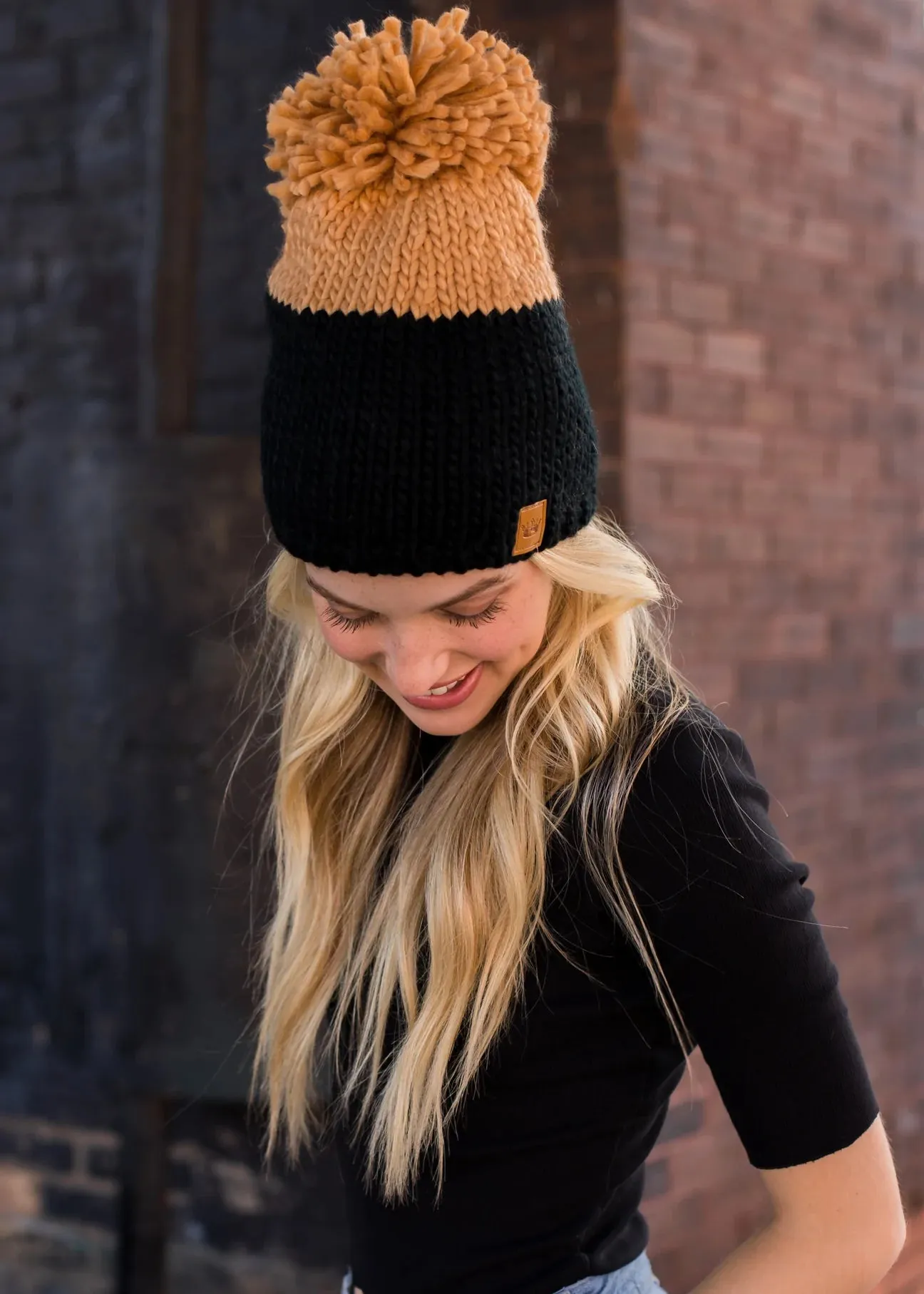 Colorblock Knit Pom Hat