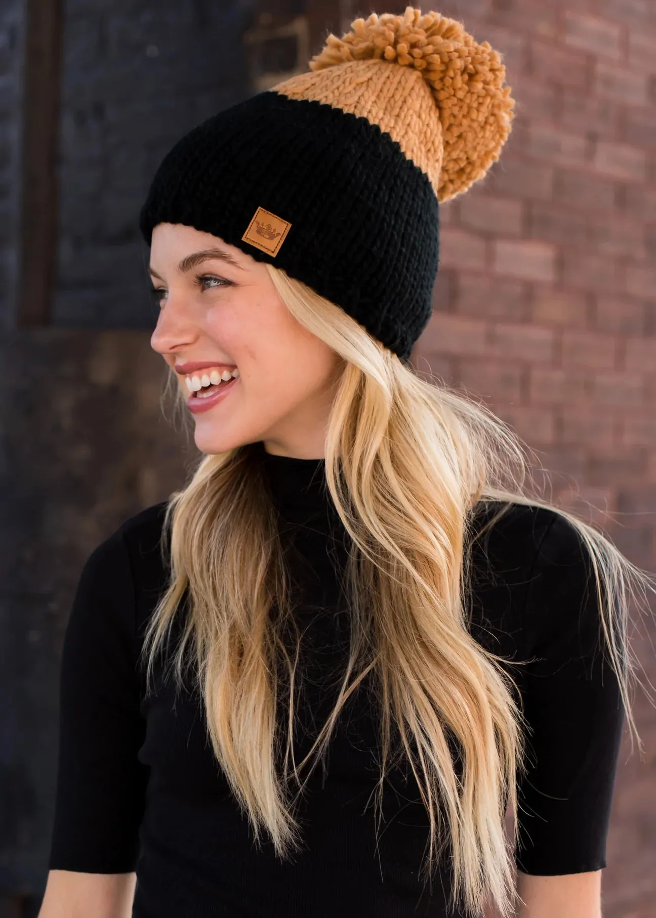 Colorblock Knit Pom Hat