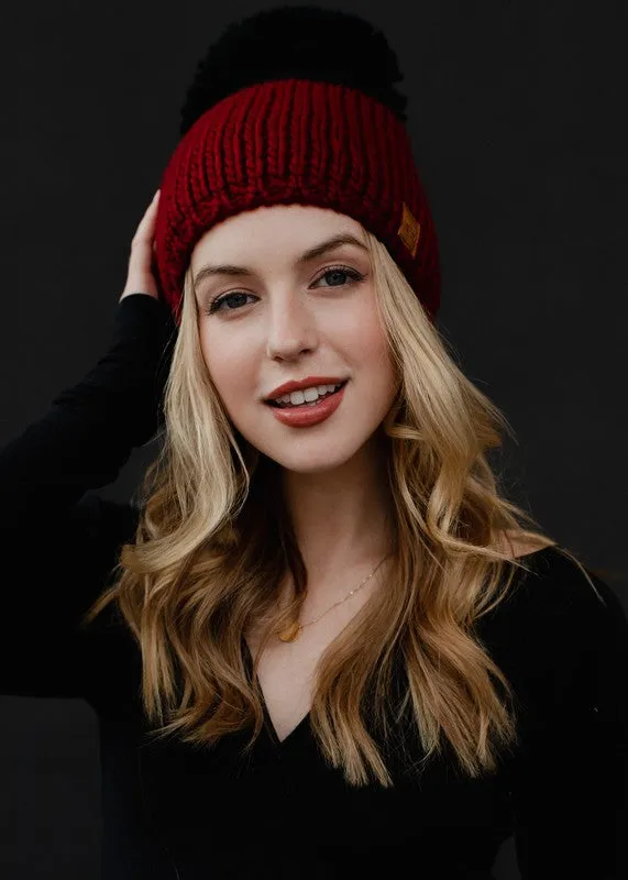 Colorblock Knit Pom Hat