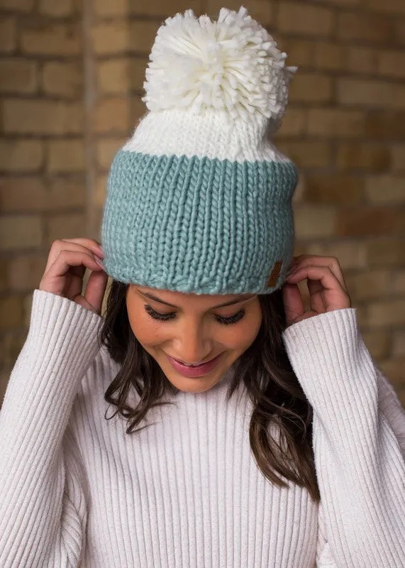 Colorblock Knit Pom Hat