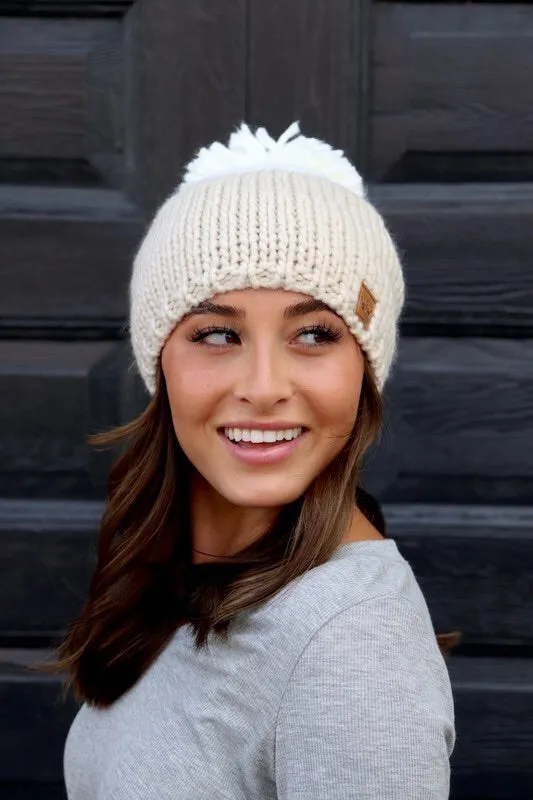 Colorblock Knit Pom Hat