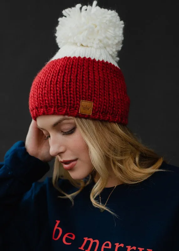 Colorblock Knit Pom Hat