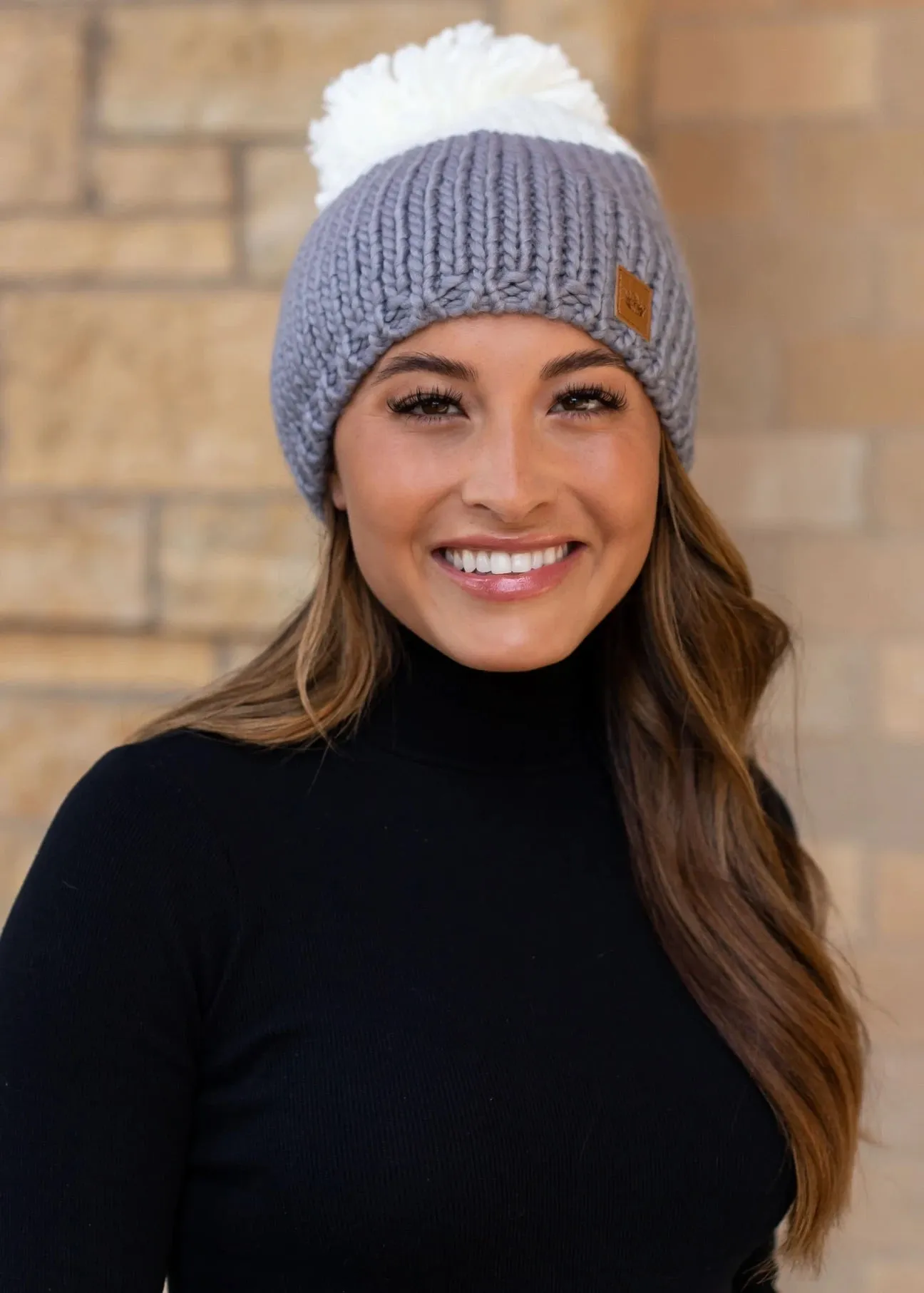 Colorblock Knit Pom Hat