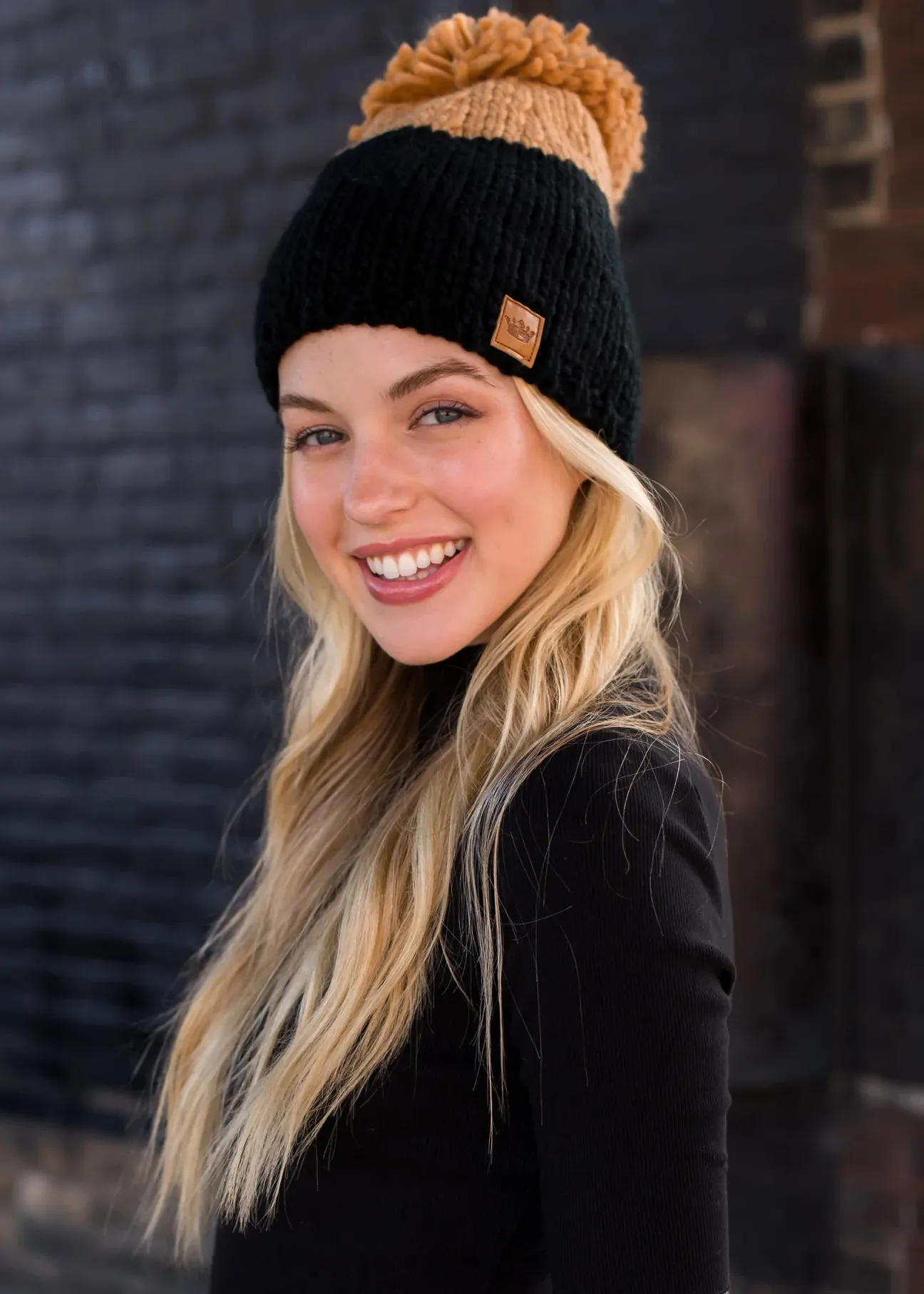 Colorblock Knit Pom Hat