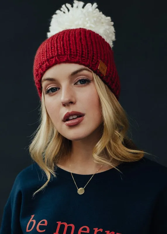 Colorblock Knit Pom Hat