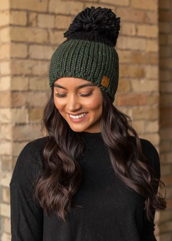 Colorblock Knit Pom Hat