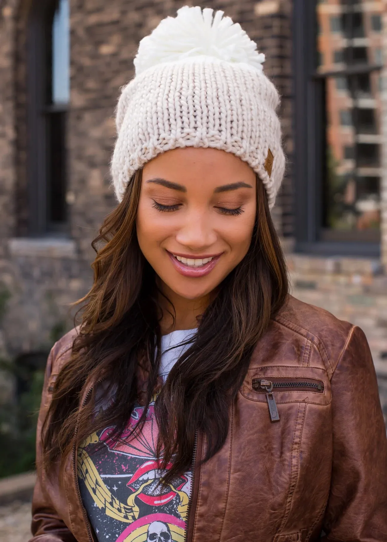 Colorblock Knit Pom Hat