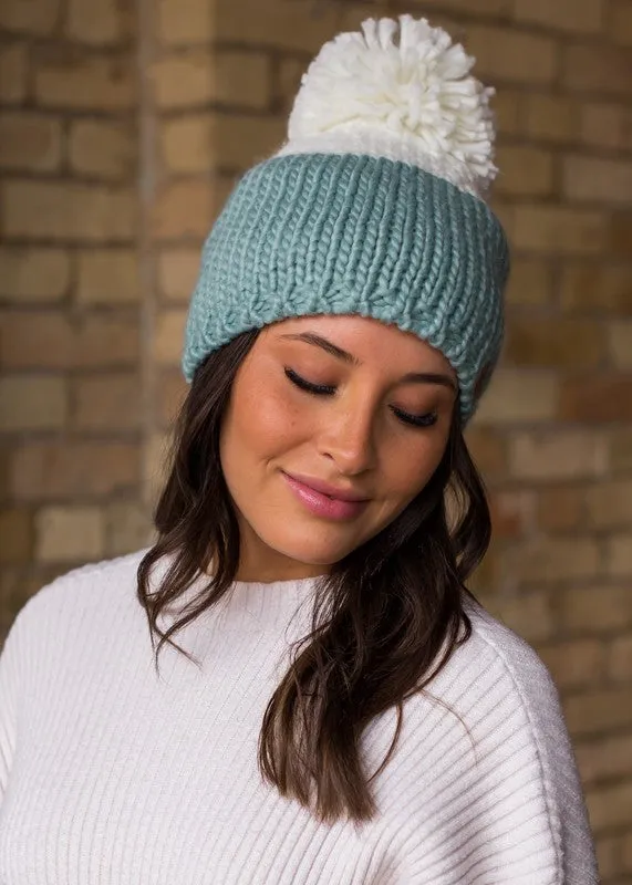 Colorblock Knit Pom Hat