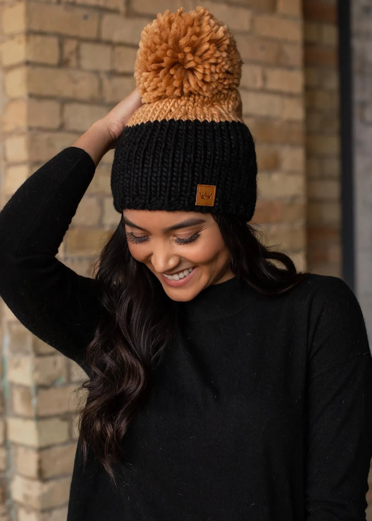 Colorblock Knit Pom Hat