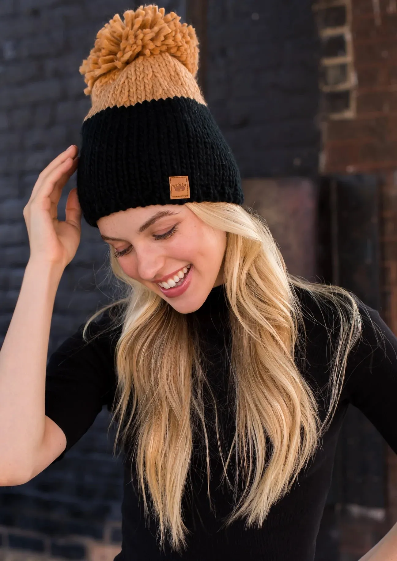 Colorblock Knit Pom Hat