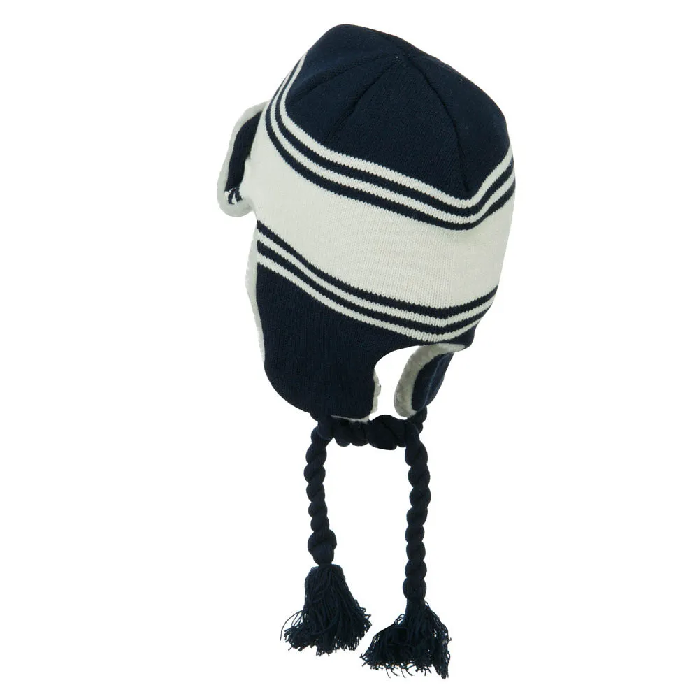 Contrast Jacquard Striped Knit Hat