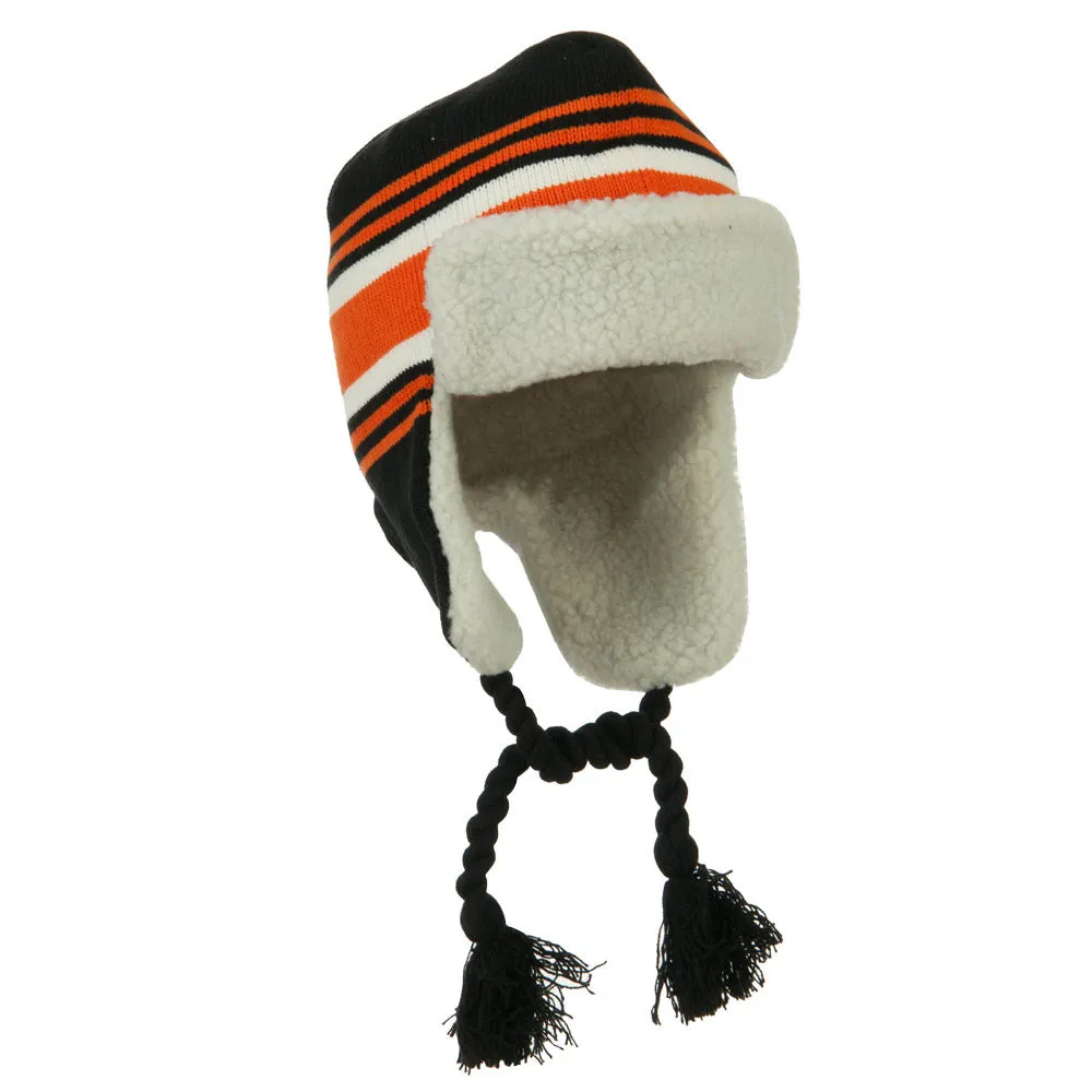 Contrast Jacquard Striped Knit Hat