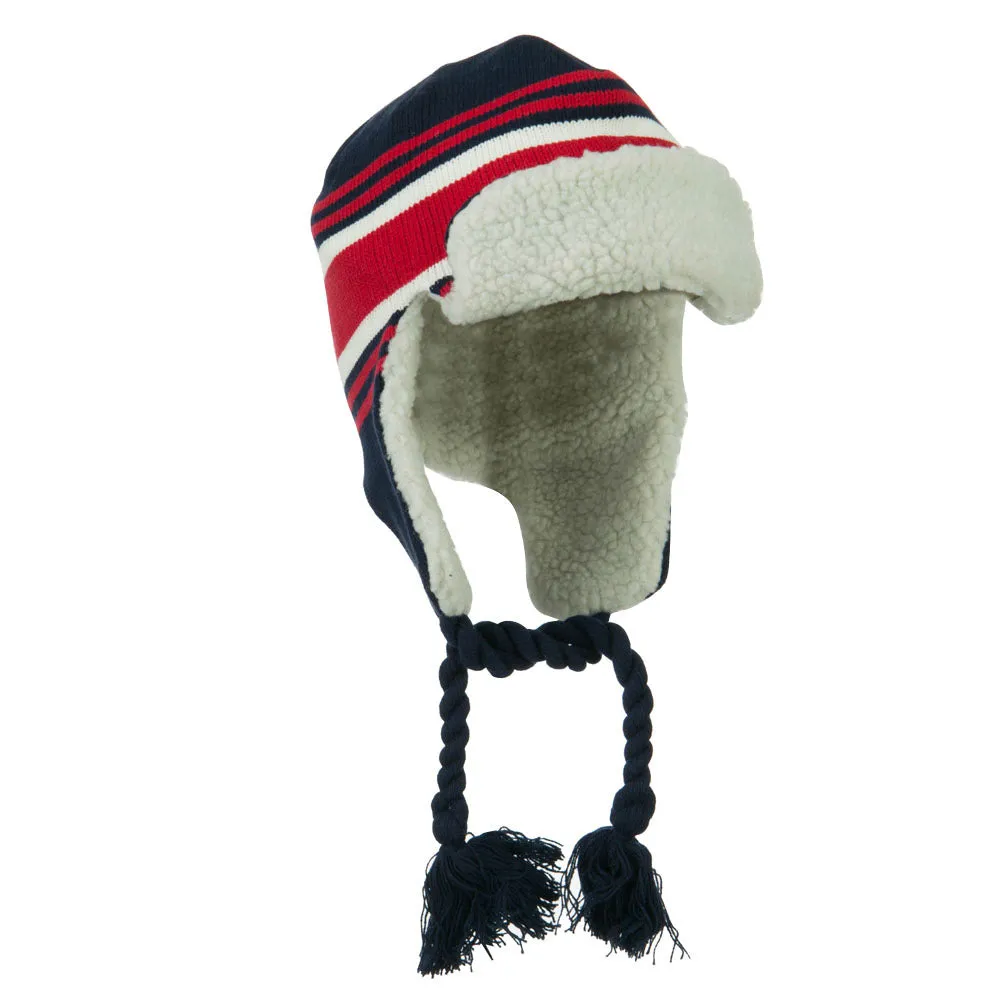 Contrast Jacquard Striped Knit Hat