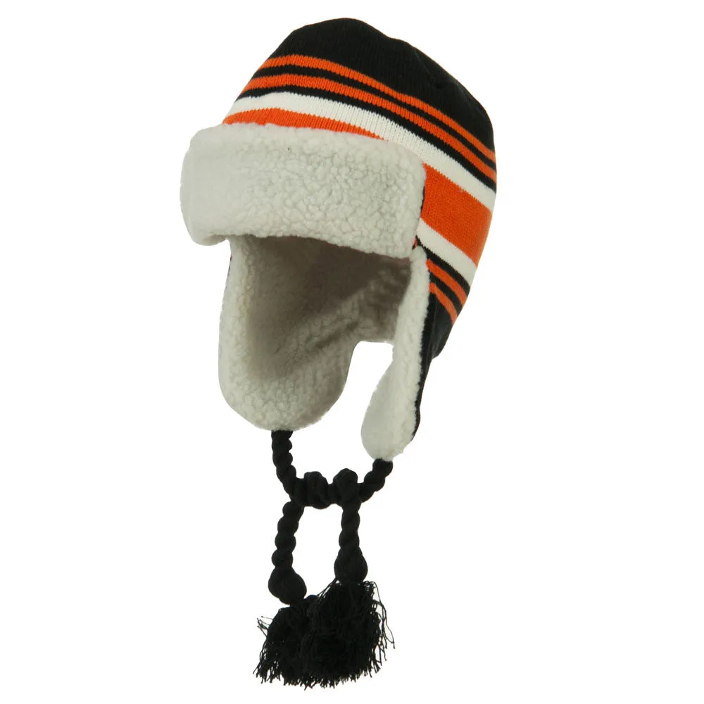 Contrast Jacquard Striped Knit Hat