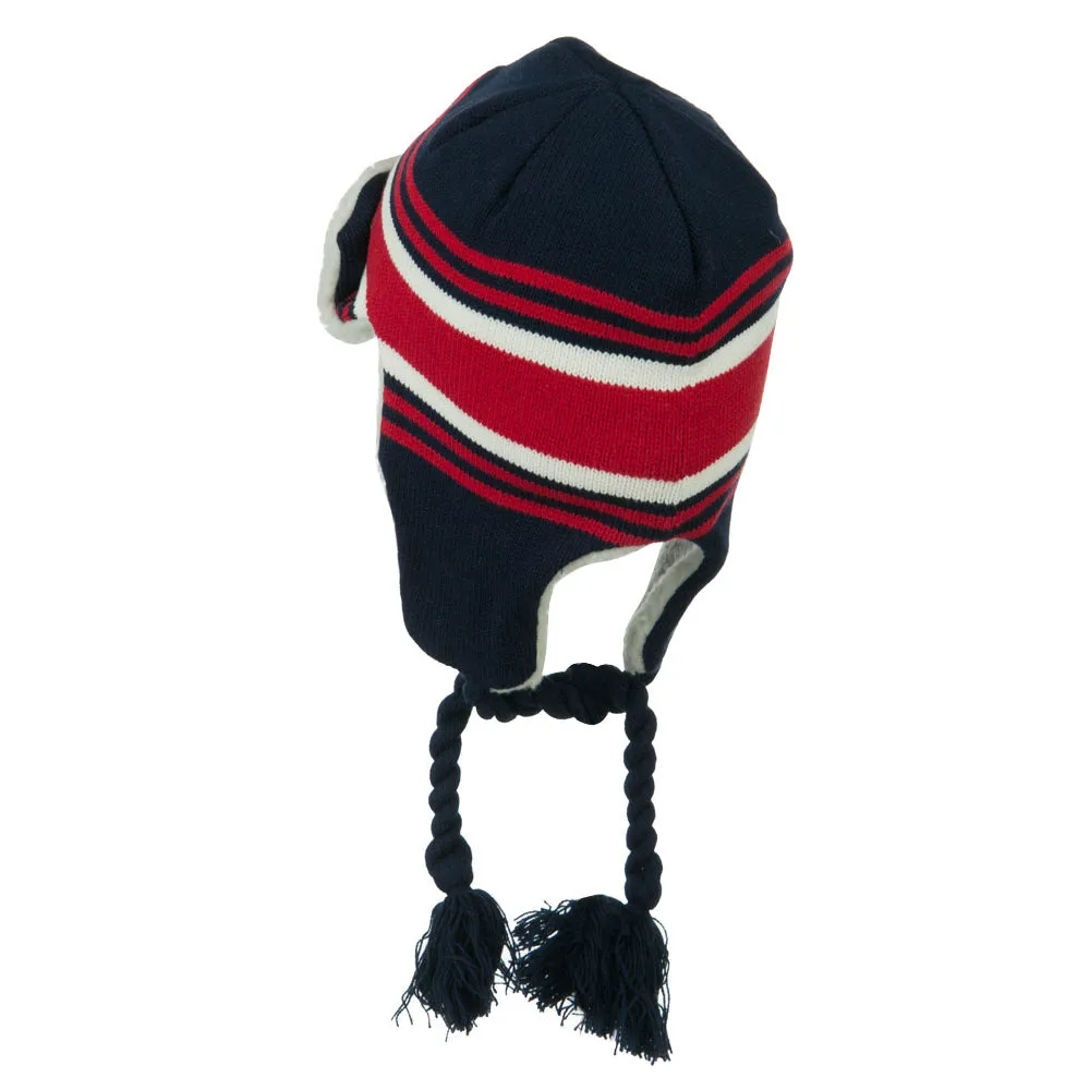 Contrast Jacquard Striped Knit Hat