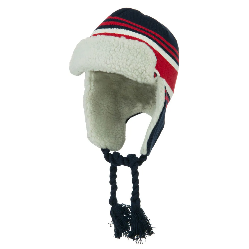 Contrast Jacquard Striped Knit Hat