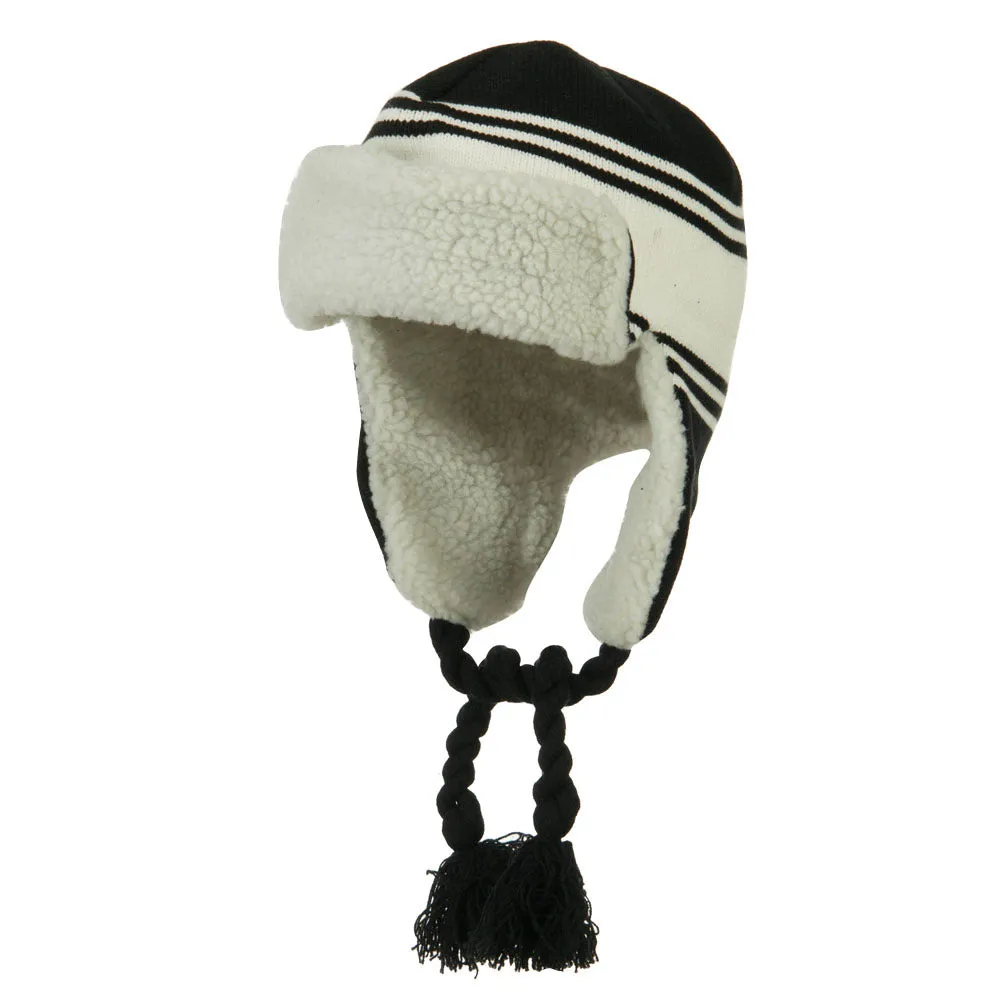 Contrast Jacquard Striped Knit Hat