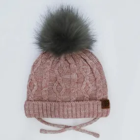 Cotton Knit Pompom Hat - Rose Mix | CALIKIDS