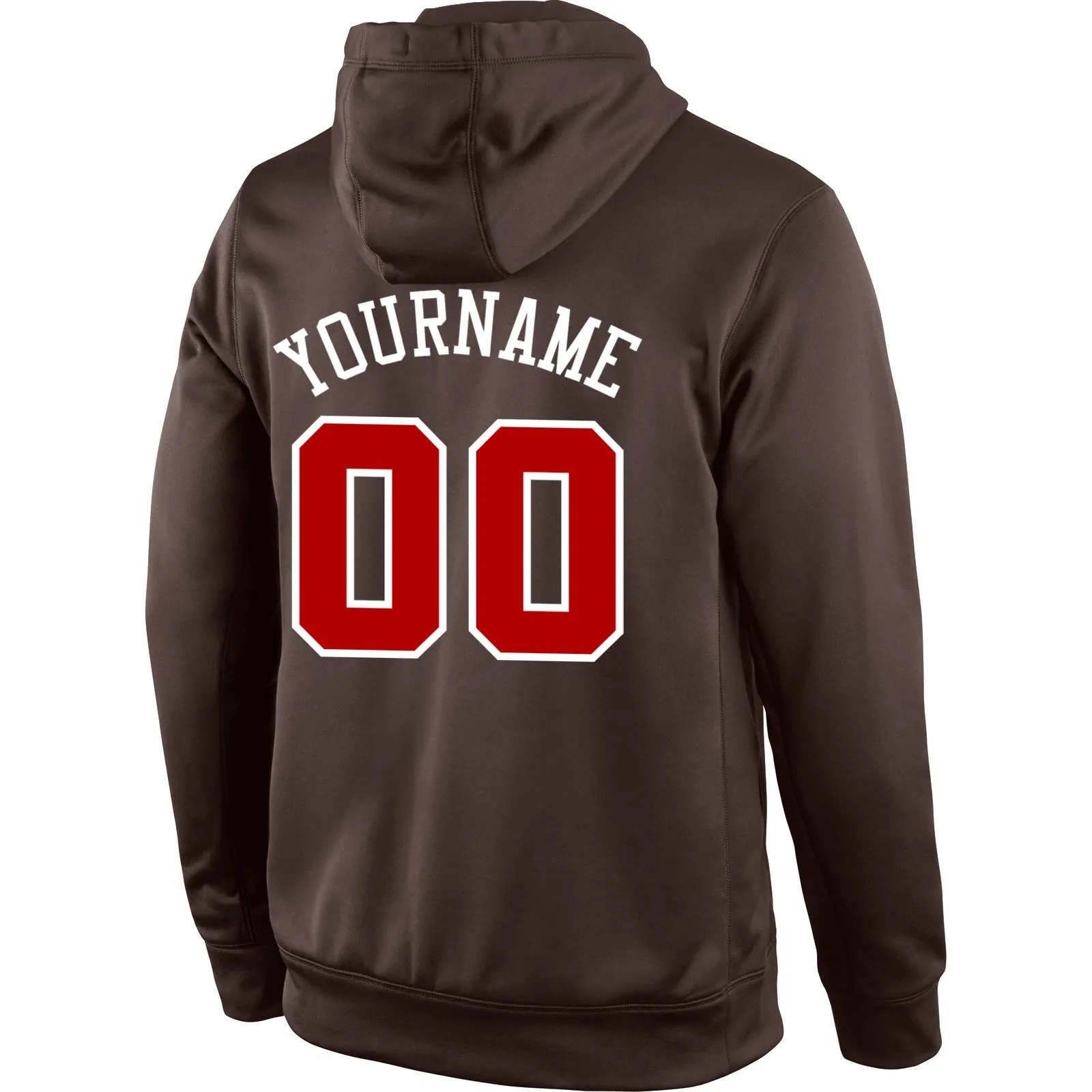 Custom Stitched Brown Red-White Sports Pullover Sweatshirt Hoodie