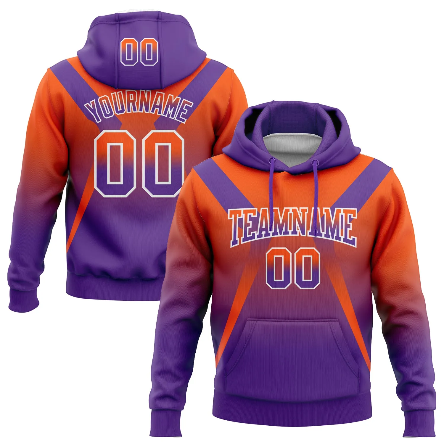 Custom Stitched Orange Purple-White Fade Fashion Arrow Sports Pullover Sweatshirt Hoodie