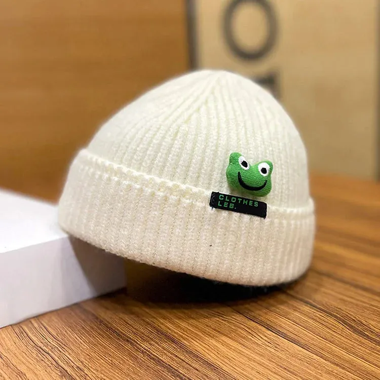 Cute Cartoon Frog Letter Knit Beanie Hat