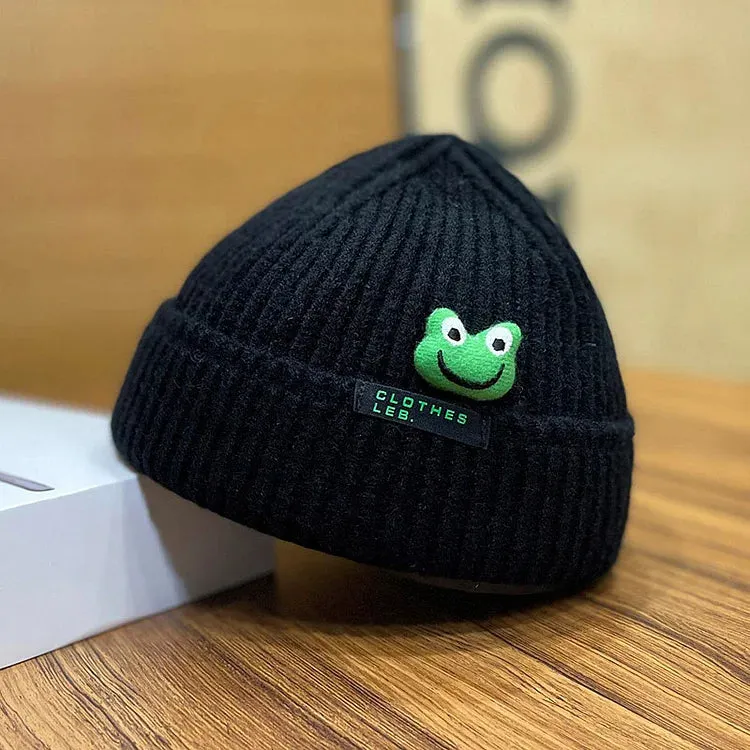 Cute Cartoon Frog Letter Knit Beanie Hat