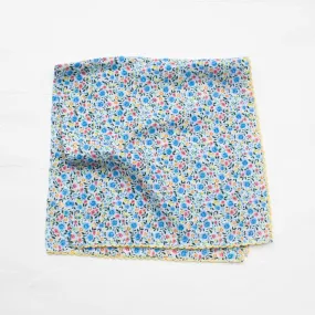 Ditsy Wildflower Print Square Scarf in Blue & Pink