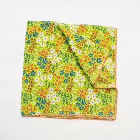 Ditsy Wildflower Print Square Scarf in Lime