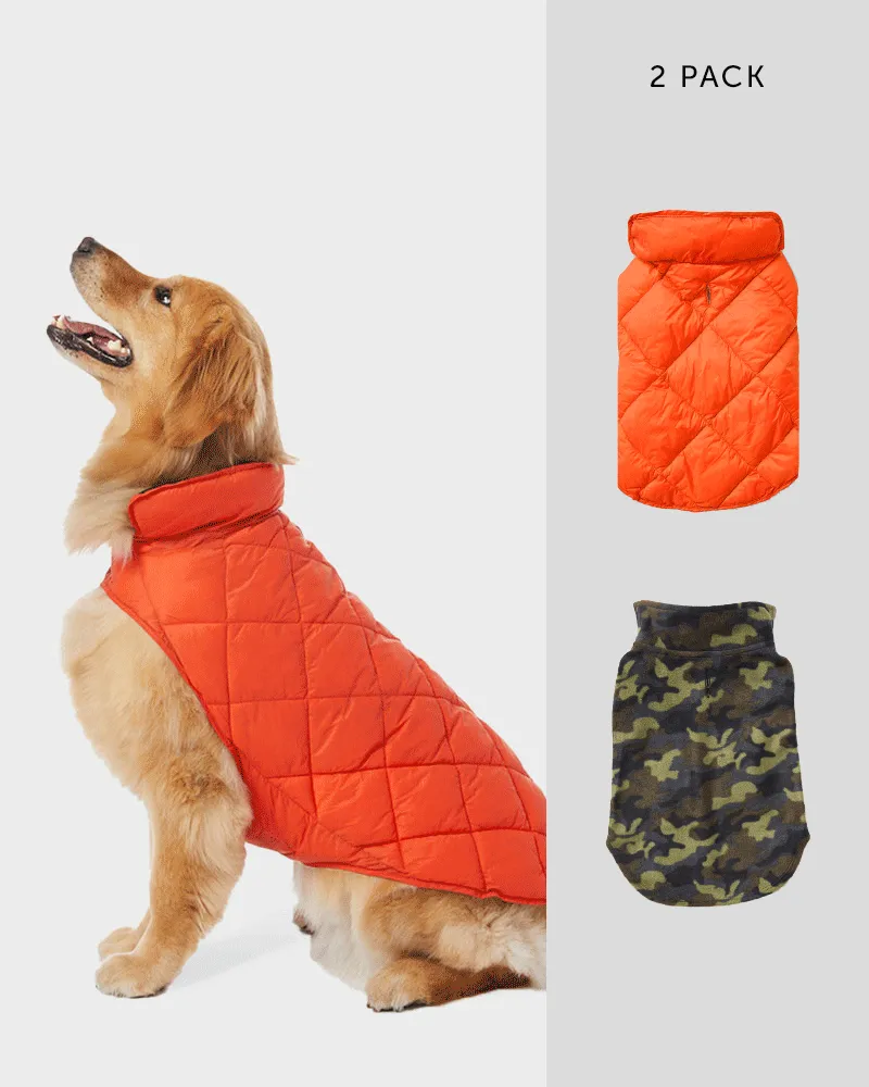 DOGGIE 2 PACK FLEECE/QUILTED VESTS