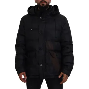 Dolce & Gabbana Black Polyester Hooded Parka Coat Winter Jacket