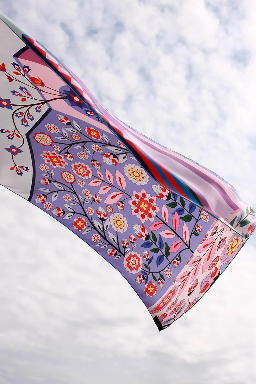 Double Sided Silk Scarf Of Flower Imagination