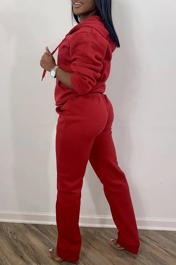 Drawstring Hoodie & Sweatpants Set