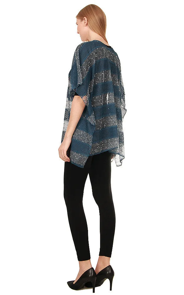 EA8767 Metallic Stripe Net Poncho