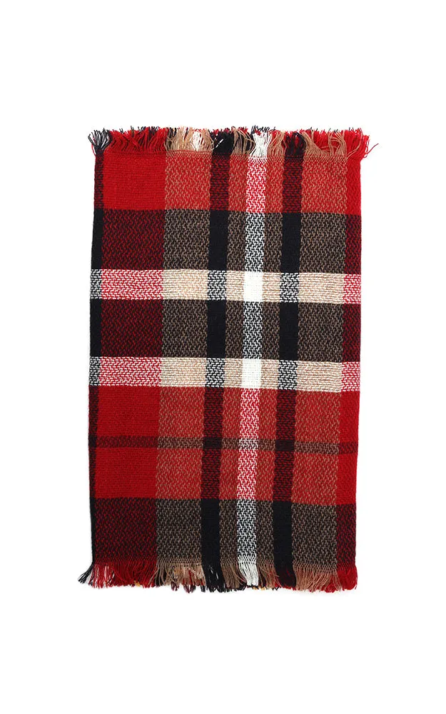 EAS8737 Plaid Woven Infinity Scarf