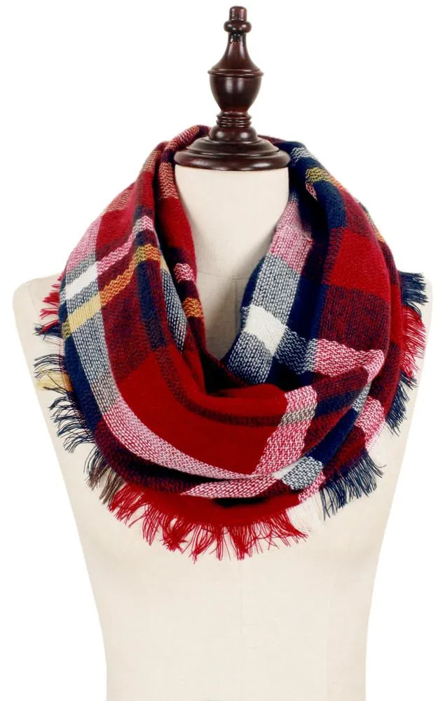 EAS8737 Plaid Woven Infinity Scarf