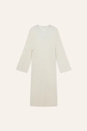 ELEGANCE wool cable knit dress (White)