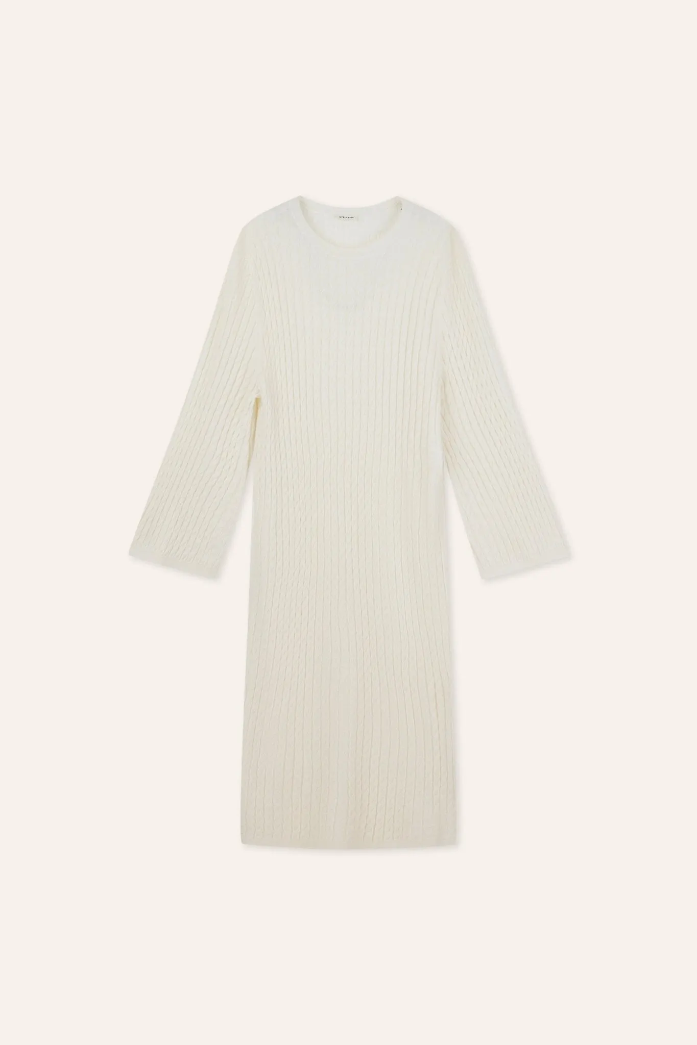 ELEGANCE wool cable knit dress (White)