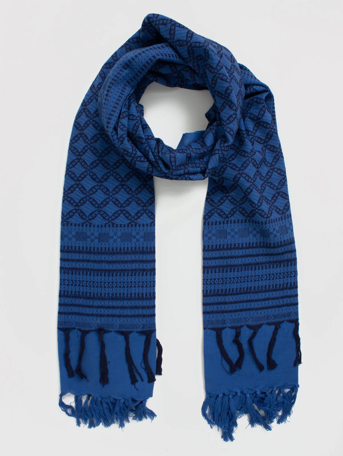 Embroidered Scarf, Cobalt