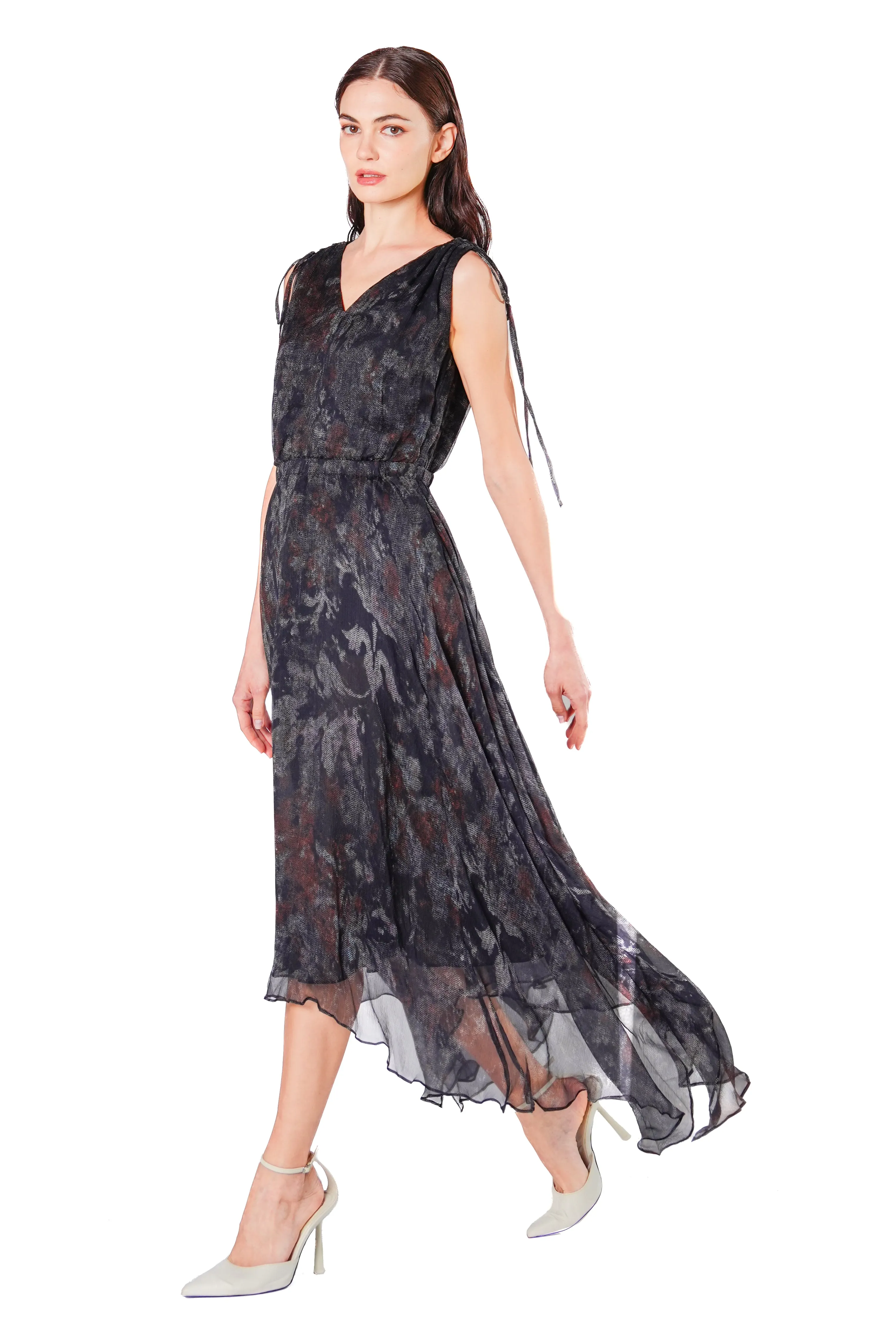 Emmaline Scarf Hem Chiffon Dress