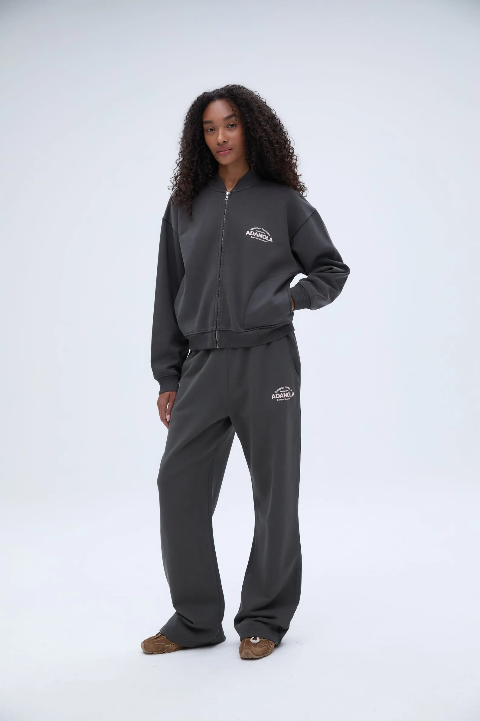 Everyday Classics Straight Leg Sweatpants - Charcoal Grey/Blush Pink