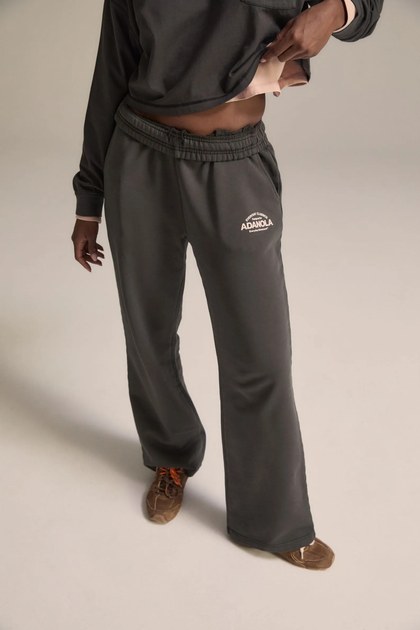 Everyday Classics Straight Leg Sweatpants - Charcoal Grey/Blush Pink